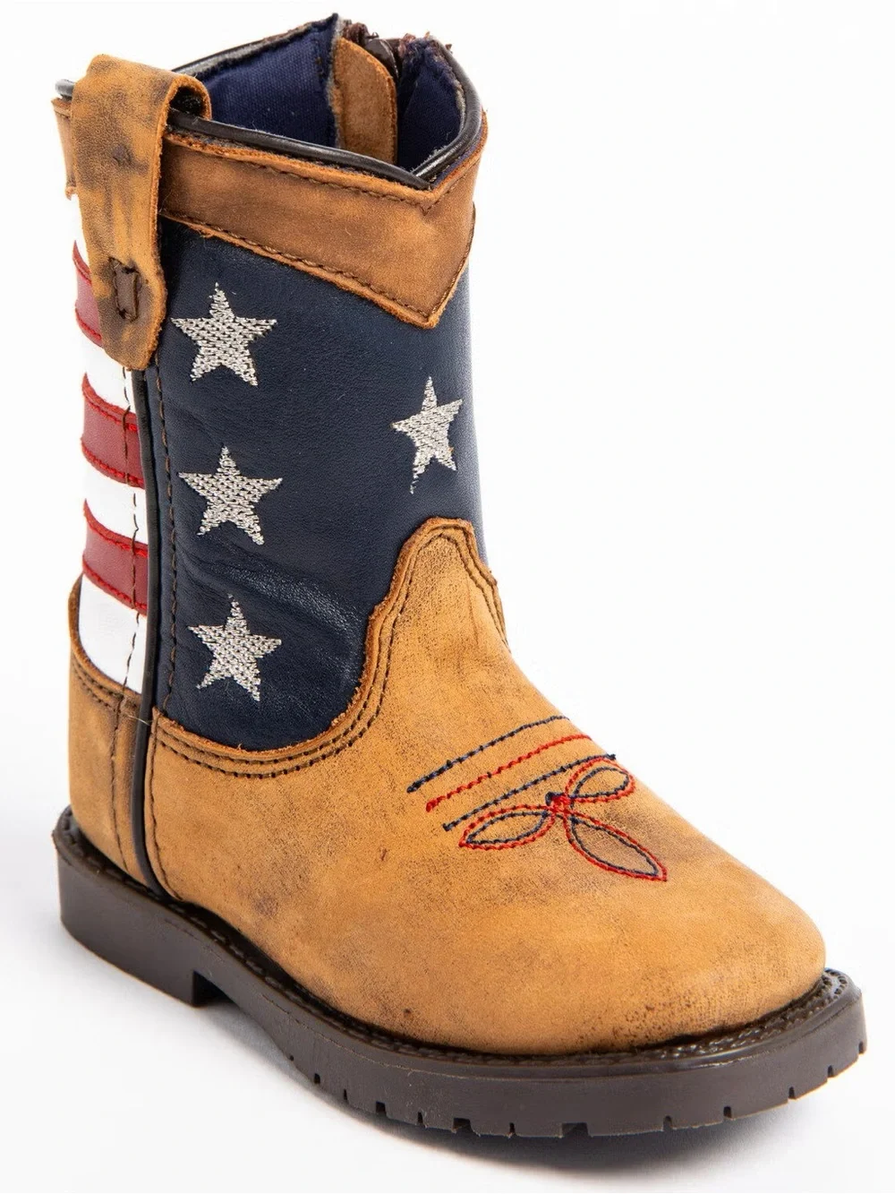 Cody James American Toddler Tan & Navy Western Flag Boot